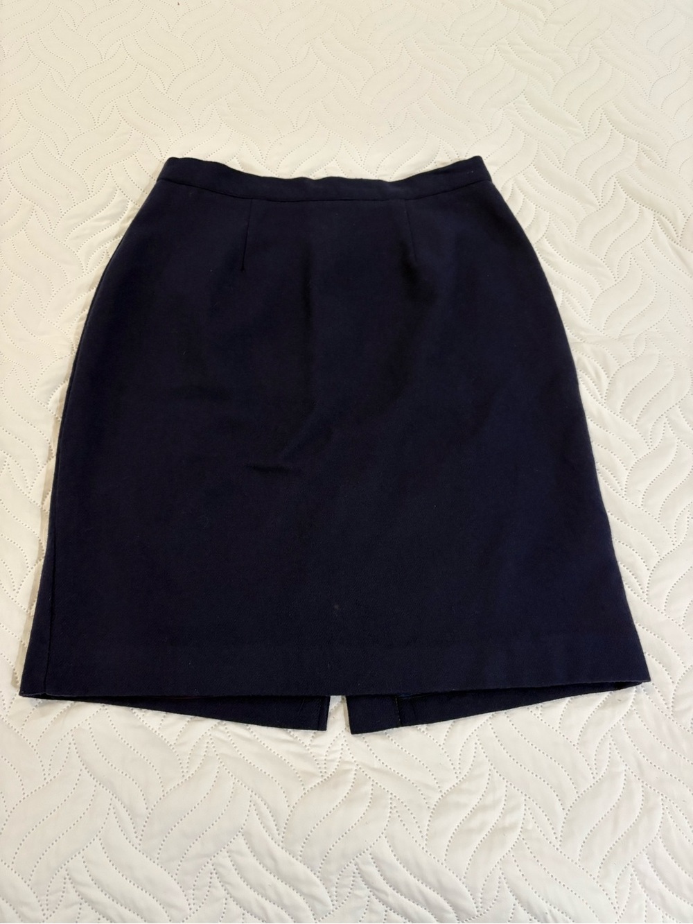 Laura Scott 100% Wool Navy Pencil Skirt Size 10 Made USA